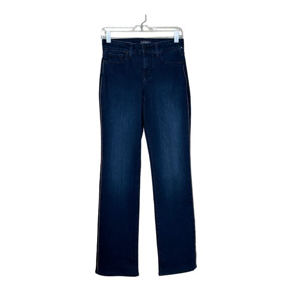 NYDJ Blue Marilyn Straight Lift Tuck Technology side studs detail jeans size 0 - Picture 11 of 11